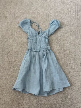 Cotton On Pale Blue Smocked Mini Dress NWT size XS